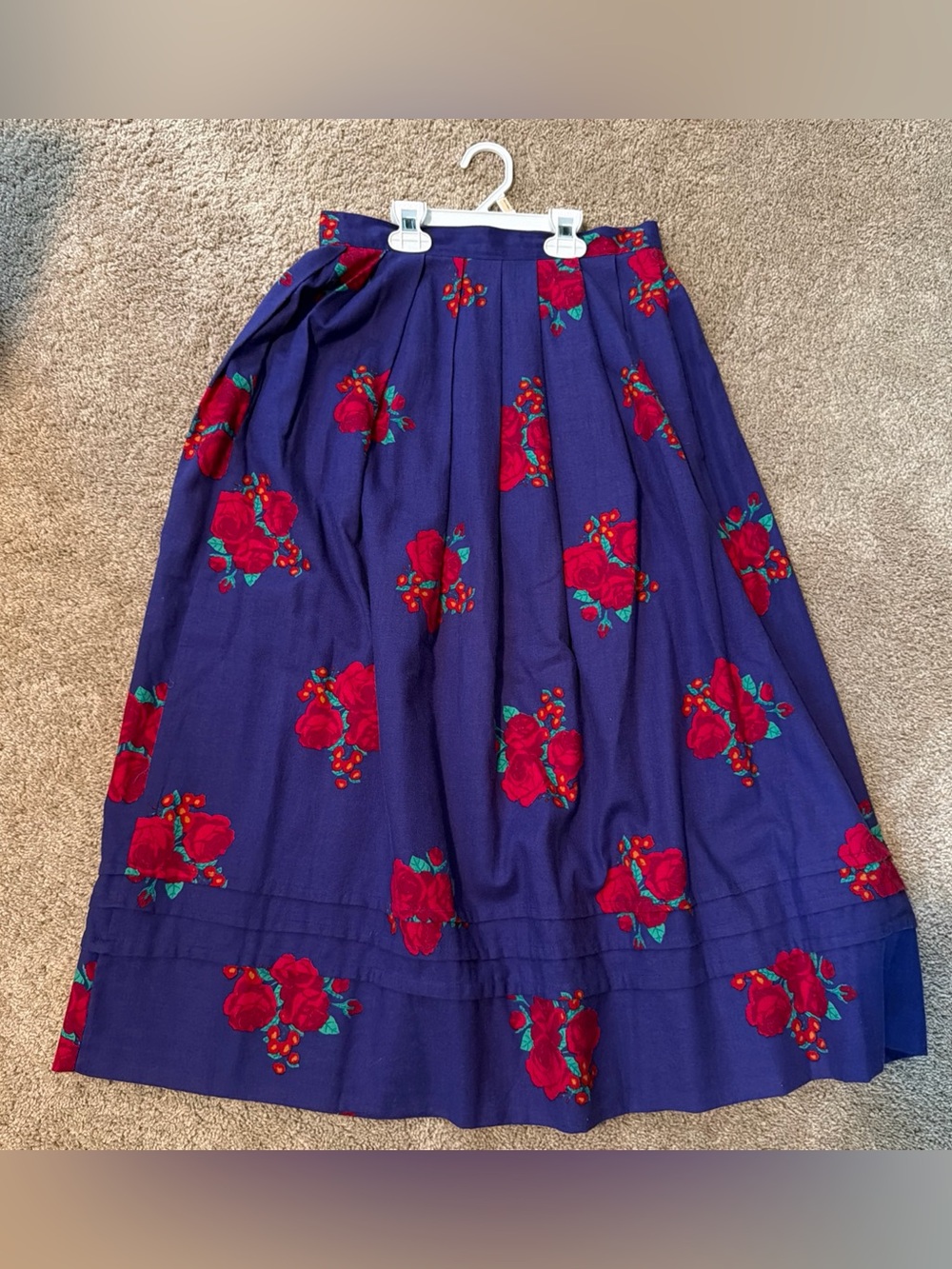 Vintage Laura Ashley Floral Skirt Made Great Britain Cotton Wool Blend